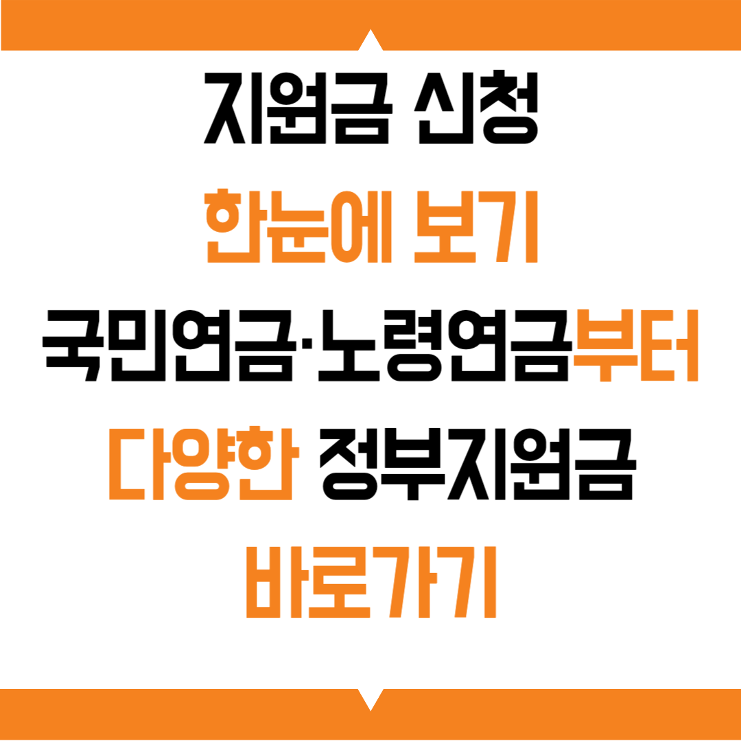 지원금 신청 한눈에 보기 | 국민연금·노령연금부터 다양한 정부지원금 바로가기
