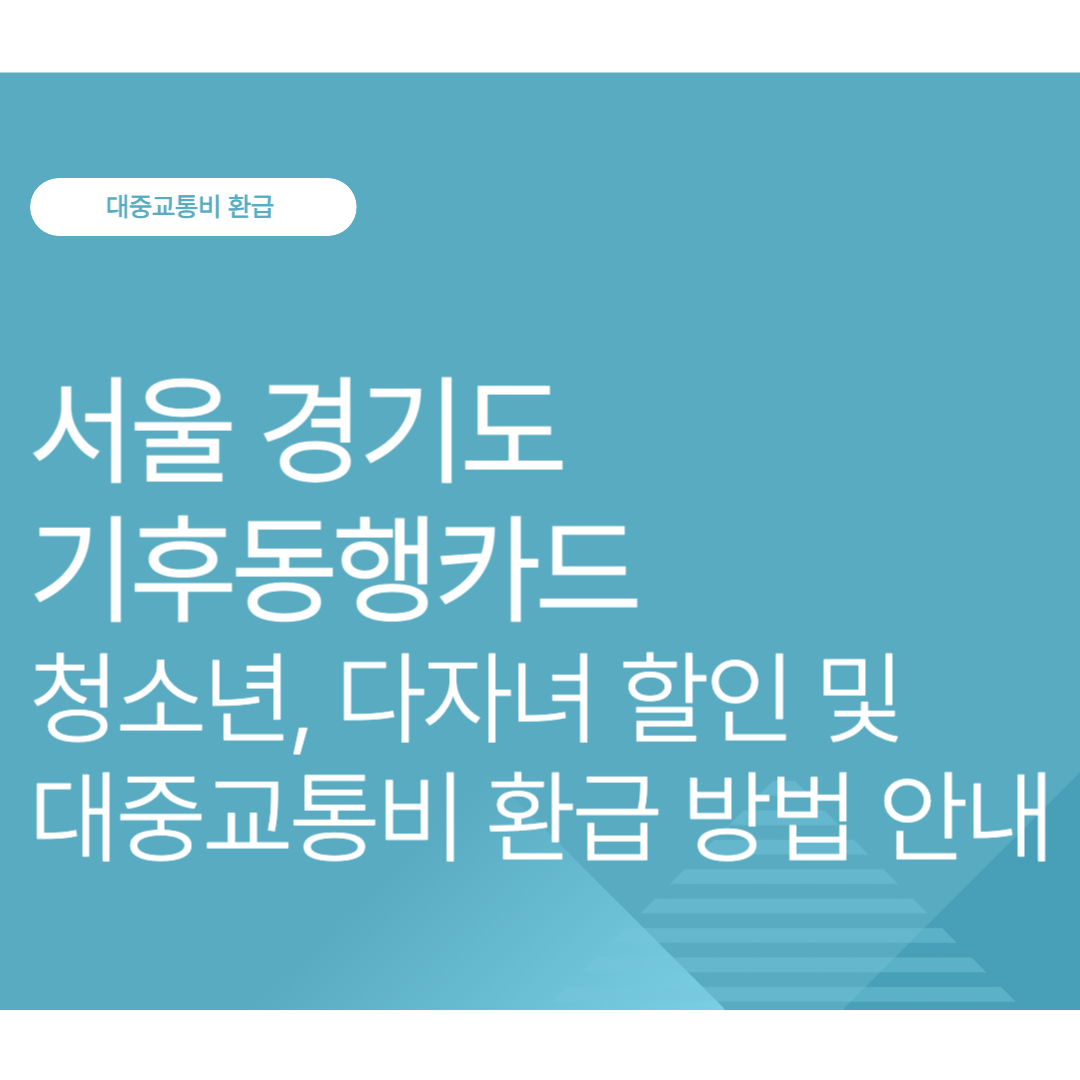 서울 경기도 기후동행카드 청소년, 다자녀 할인 대중교통비 환급 방법 안내