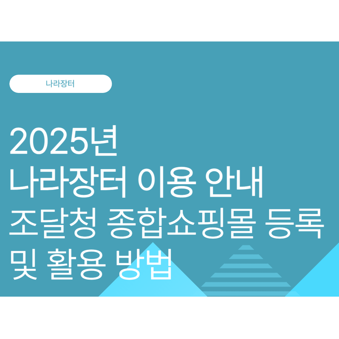 나라장터 이용 안내: 조달청 종합쇼핑몰 등록 및 활용 방법 (2025년 최신)
