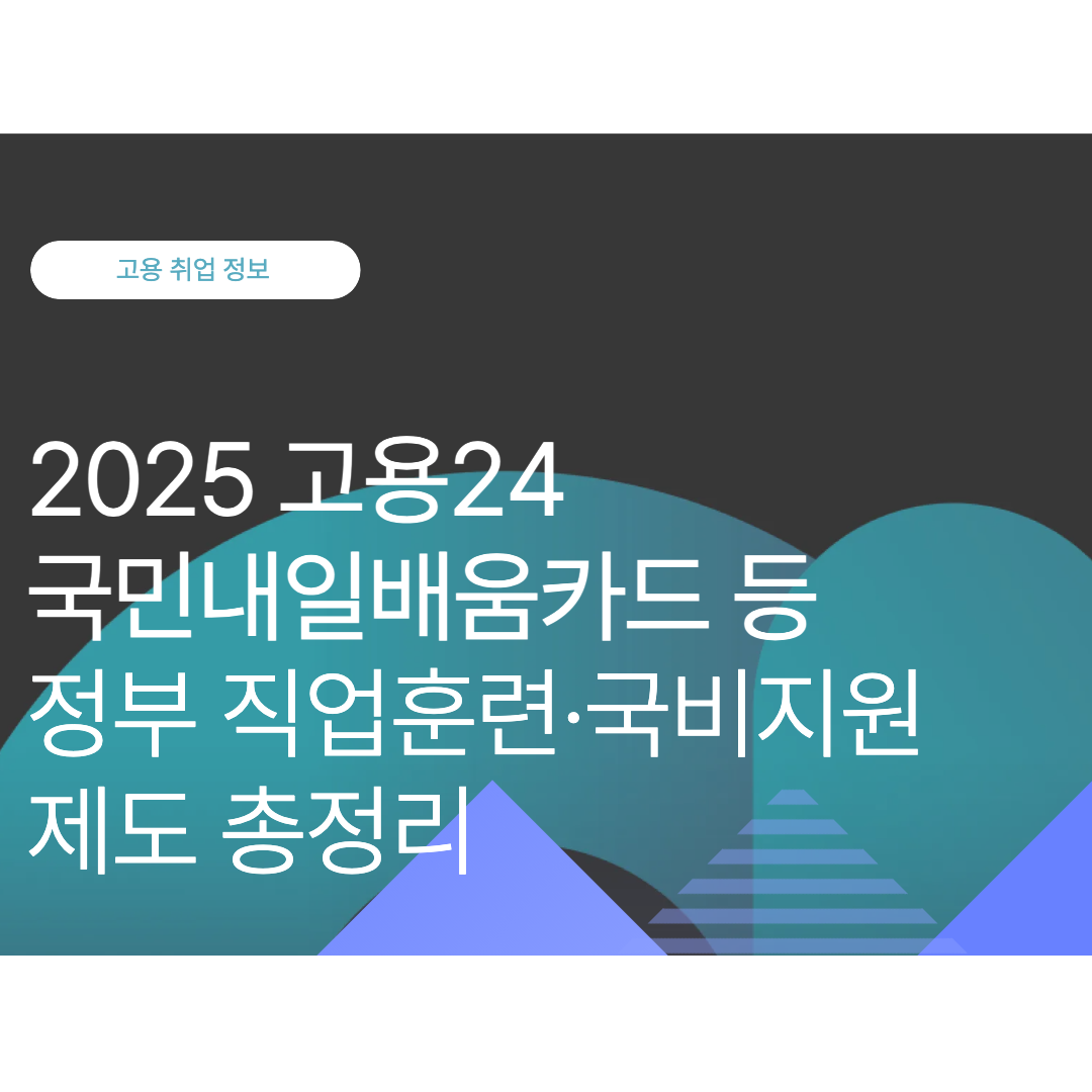 2025 고용24시 국민내일배움카드 등 정부 직업훈련·국비지원 제도 총정리