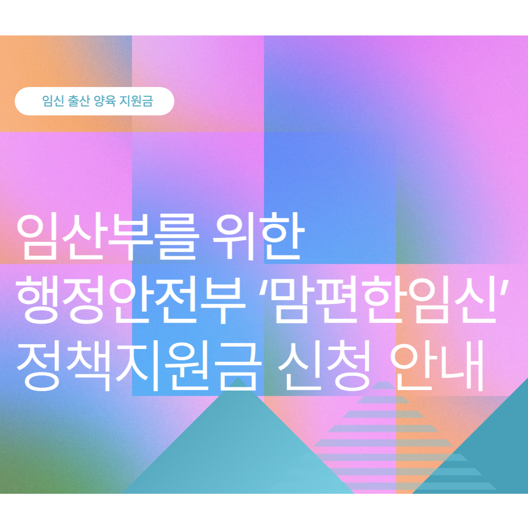 임산부를 위한 행정안전부 ‘맘편한임신’ 정책지원금 신청 안내
