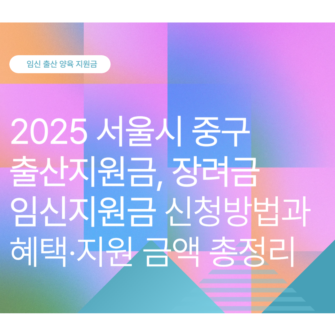 서울시 중구 출산지원금, 장려금, 임신지원금 신청방법과 혜택·지원 금액 총정리 (2025 최신)