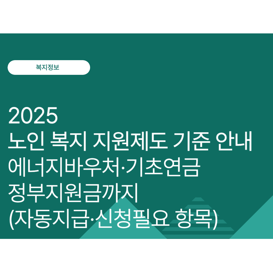 2025 노인 복지 지원제도 기준 안내｜에너지바우처·기초연금·정부지원금까지(자동지급·신청필요 항목 구분)