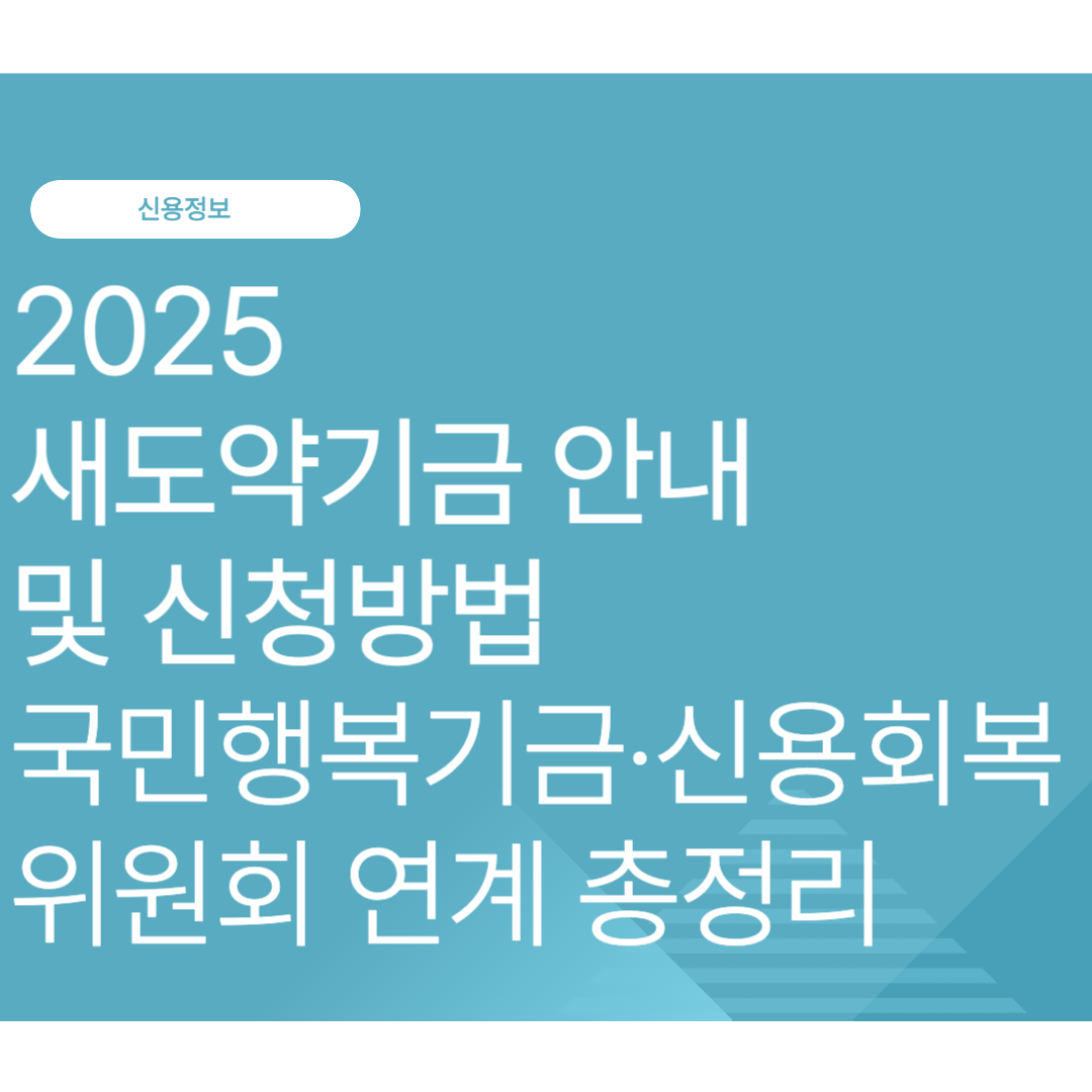 2025 신용회복을 위한 새도약기금 안내 및 신청방법｜국민행복기금·신용회복위원회 연계 총정리