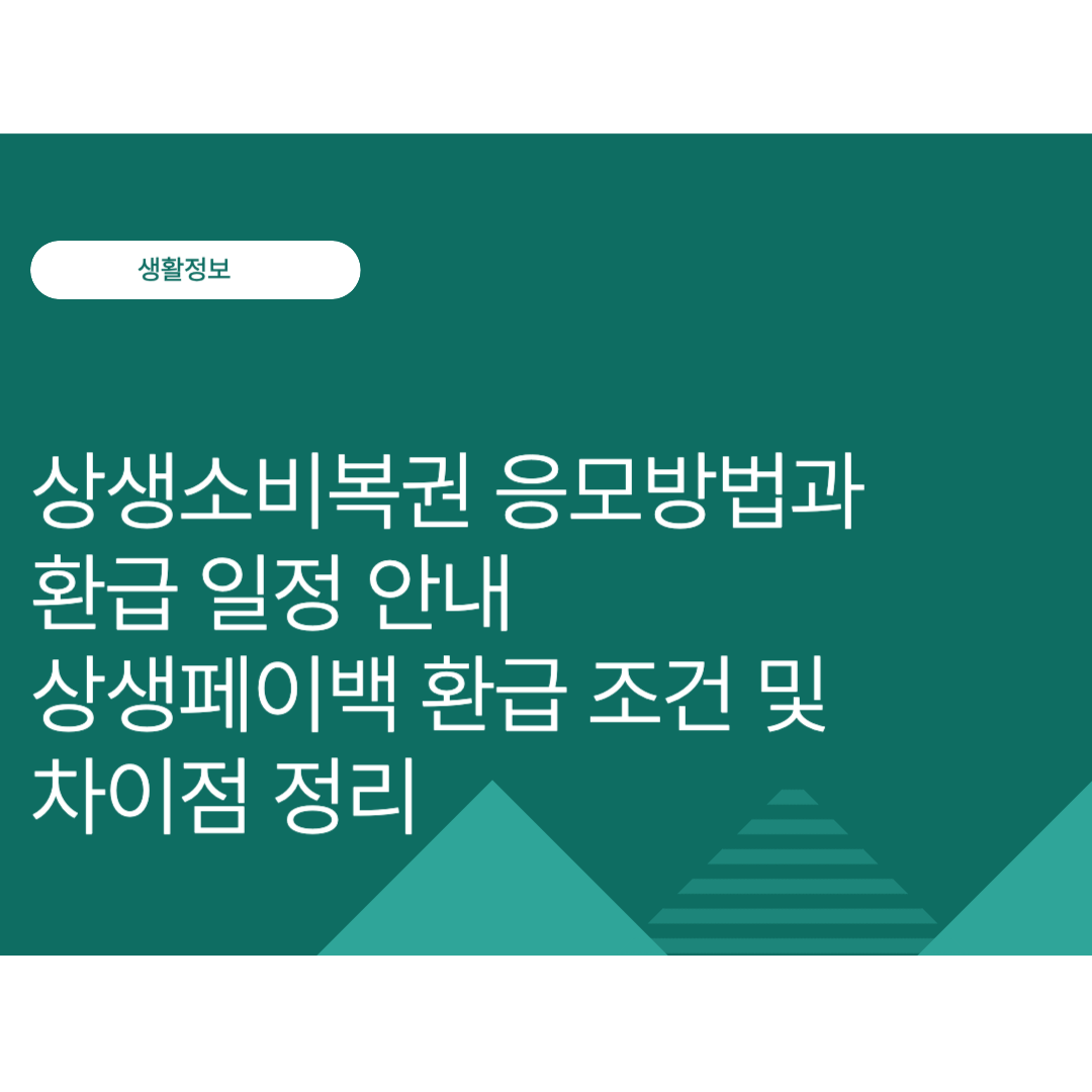 상생소비복권 응모방법과 환급 일정 안내｜상생페이백 환급 조건 및 차이점 정리